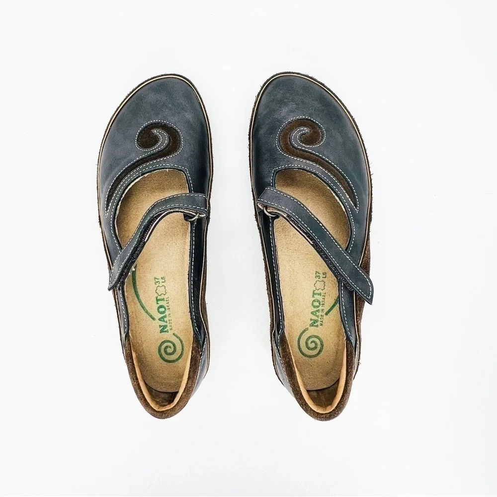 Naot Footwear Matai Mary Jane & Suede Size 37/6-6.5 Brown Leather Comfort Shoes - Picture 6 of 11